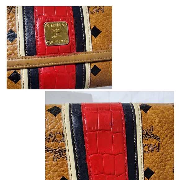 MCM Women's Tan and Red Leather Wallet - Picture 10 of 16